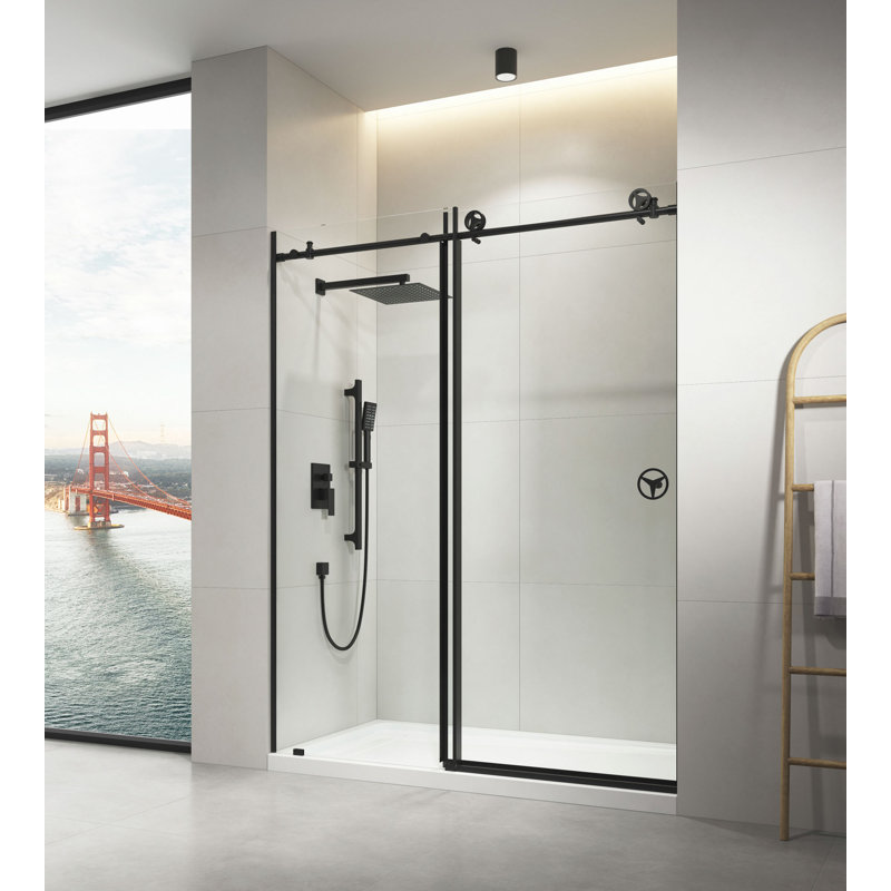 Porte de douche coulissante sans cadre en verre transparent l 60 po x H 76 po