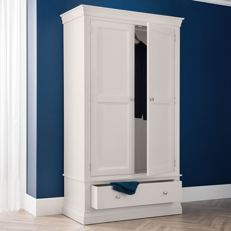 Kate 2 Door Solid Wood Wardrobe, Light Grey