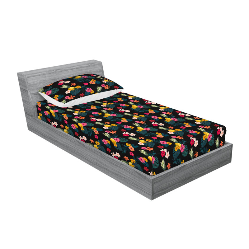 Drap-housse et taie décorative Ambesonne, Ensemble de draps pour lit simple avec 1 taie d'or