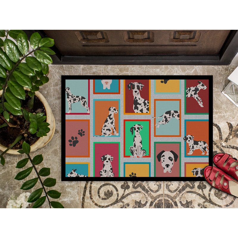 Lots of Harlequin Natural Ears Great Dane Doormat 18x27, L 18 po x L 27 po