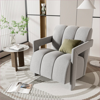 Fauteuil d'appoint moderne et minimaliste en tissu de polyester avec accoudoirs en forme de L 26,3 po U-Can, adultes