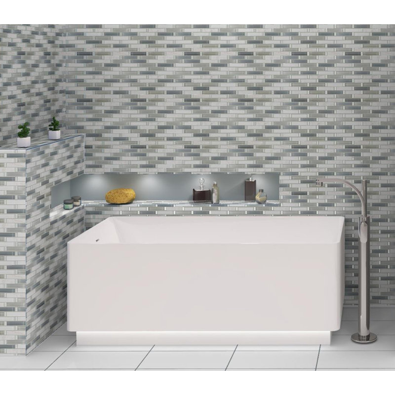 Saga 1" Glass and Marble Brick Joint Mosaic Kitchen Backsplash, Bathroom, Shower, Pool, Wall and Floor Tile, Folklore