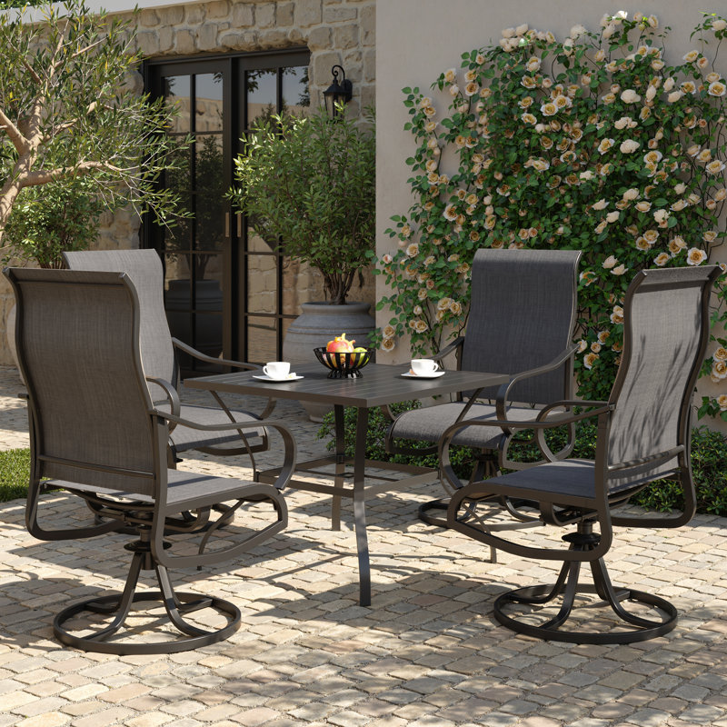 Fauteuil de patio pivotant Jeovoni, Gris foncé