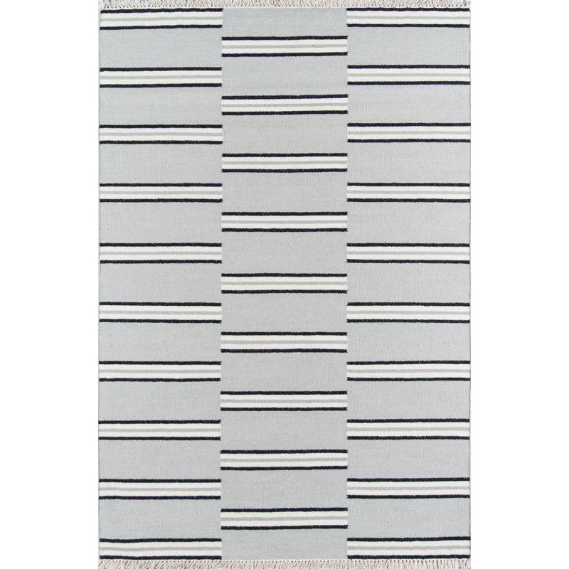 Thompson Wool Geometric Area Rug in Gray, Rectangle 7'6" x 9'6"