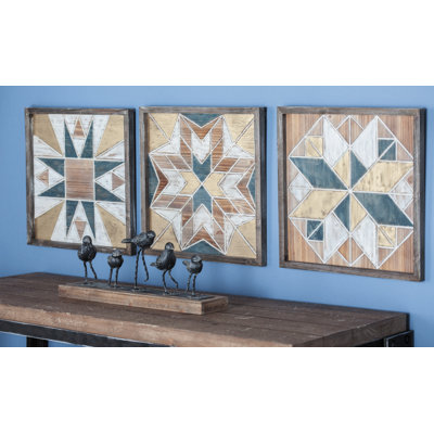 Wood Handmade Southwestern Geometric Multi Colored Wall Decor Set