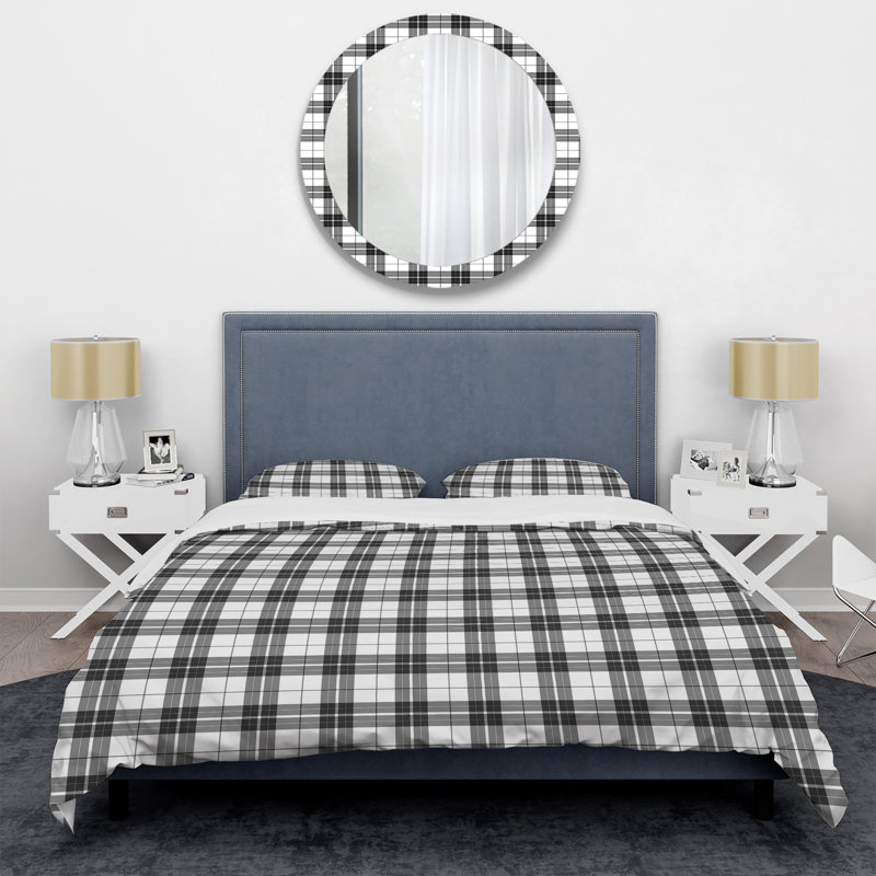 Ensemble de housse de couette en microfibre noir / blanc 3 pièces, Housse de couette pour grand lit et 2 taies décor