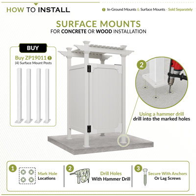 7.4ft H x 5.1ft W x 3.9ft L (1 Enclosure) Zippity Hampton Outside Shower Enclosure Kit with Door, White Vinyl Outdoor Shower Kit for Pool Shower, Outdoor Changing Room, Beach Shower, ZP19009