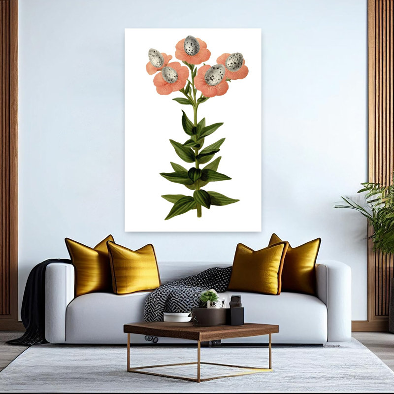 Œuf, art floral rétro fantaisiste, H 60 po x l 40 po