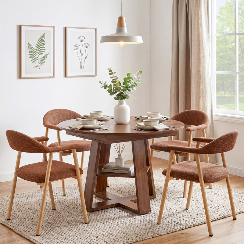 Ensemble de table de salle à manger Colne, Ensemble de cinq pièces : table, quatre chaises, Brun, Grey