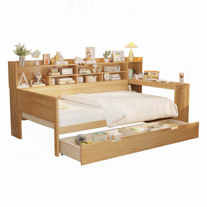 2-Drawers Storage Daybed, Natural, Twin