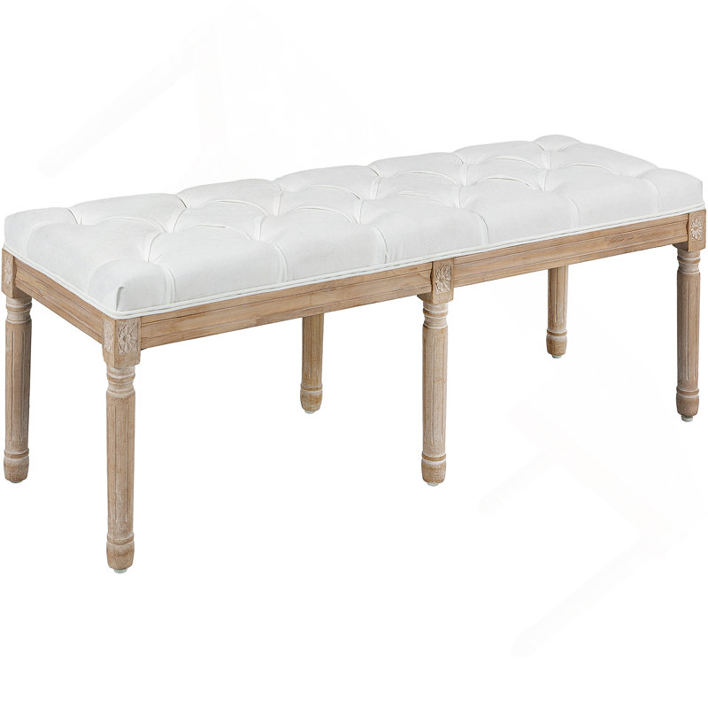 Banc d'extrémité de lit, banc de chambre rembourré, blanc crème