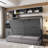Full Size Murphy Bed Wall Bed with Sofa , Shelves USB & Light