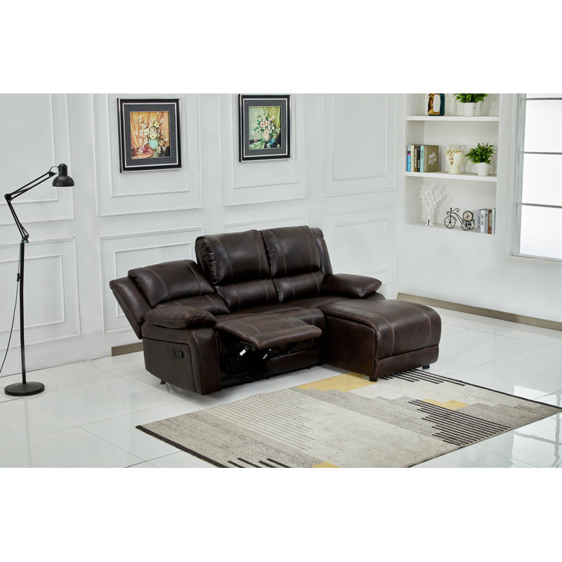Faux Leather Reclining L-Shaped Sectional Right Hand Facing