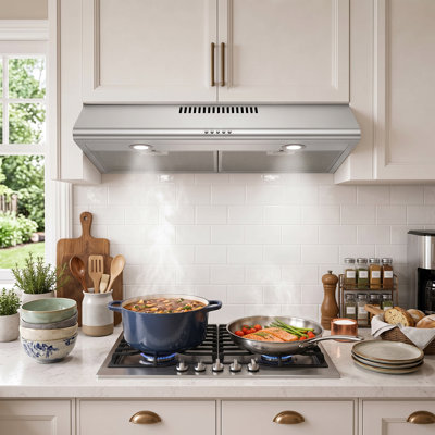 30" Under Cabinet Range Hood, 3-Speed Ducted Kitchen Vent Hood with Dual LED Lights and Washable Aluminum Filter