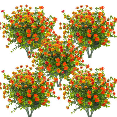 10 paquets de fleurs artificielles artificielles, plantes artificielles d'extérieur, arbustes résistants aux rayons UV à l'extérieur des décorations intérieures (eucalyptus)