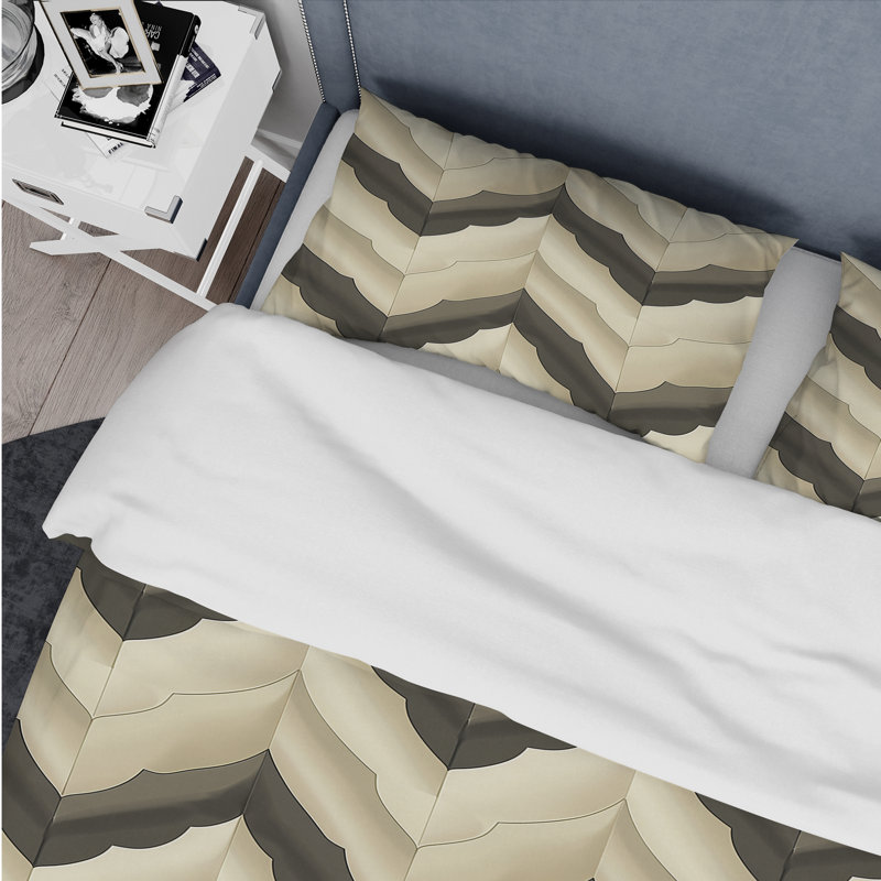 Ensemble de housse de couette Beige White Modern Chevron IV - Modern, Housse de couette très grand et 2 très grandes t