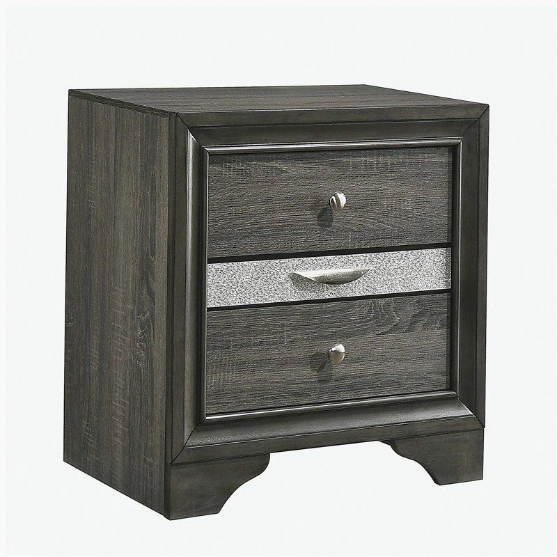 Grey 3-drawer Nightstand