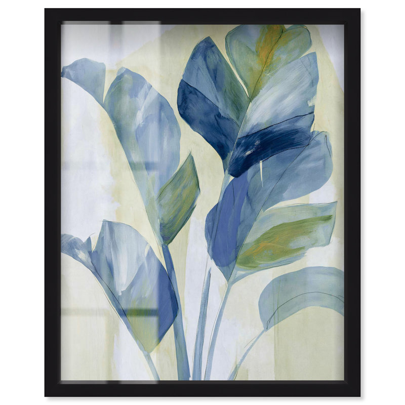 Indigo Fronds II, H 46 po x l 37 po, Cadre noir
