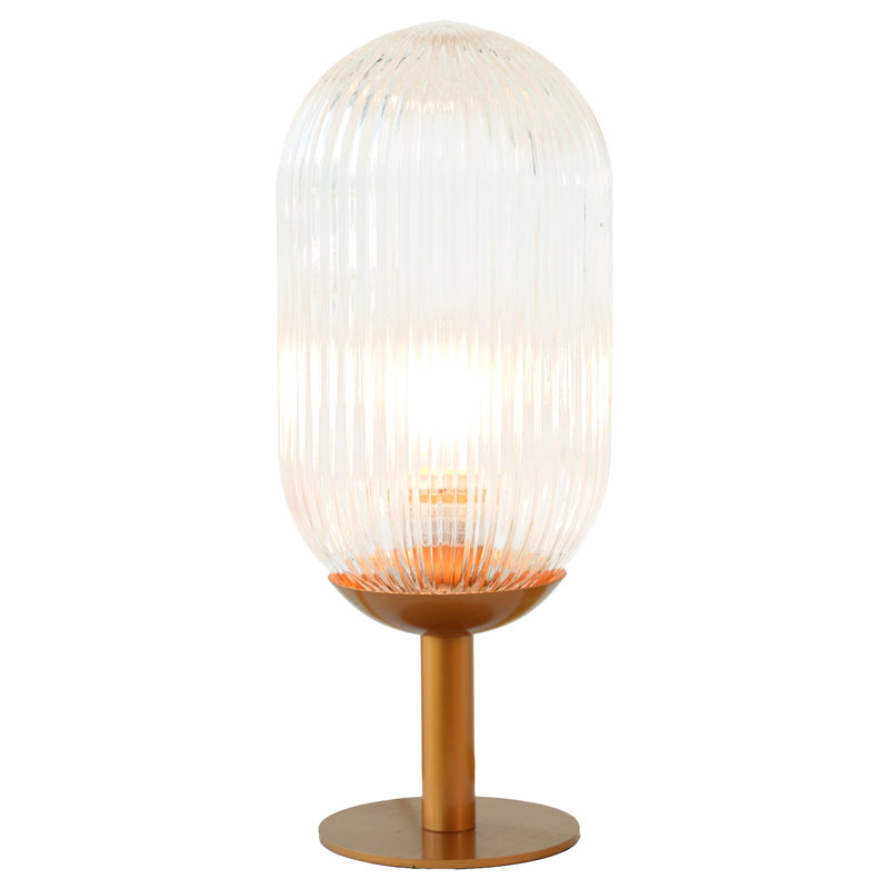 Bronze Ribbed Clear Glass Table Lamp