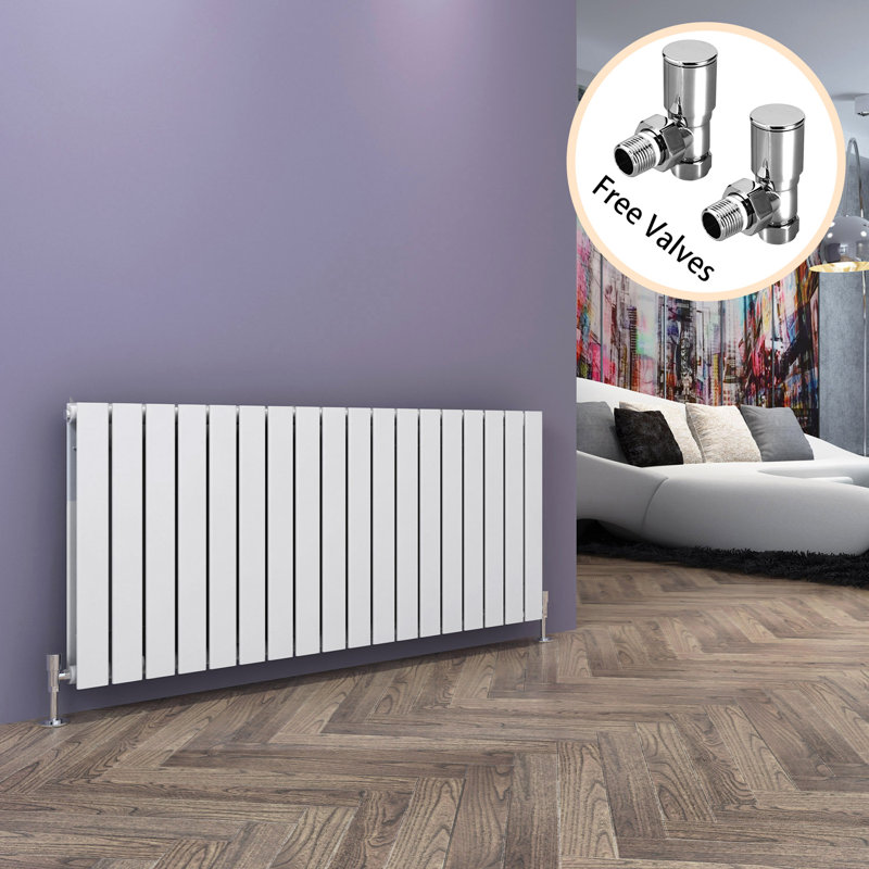 Kootenai Horizontal Designer Radiator, White, 600mm H x 1368mm W x 61mm D