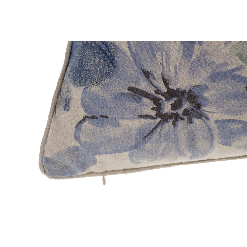 Housse et insert de coussin carré Flora, Port / Indigo / Châtaignier