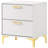 White And Gold 2-Drawer Rectangular Nightstand-440508578