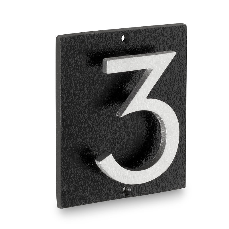 Plaque d’adresse murale sur 1 ligne flottante, Noir, Aluminium brossé, Oui