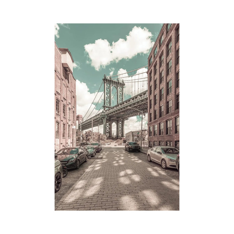 New York City Manhattan Bridge | Urban Vintage Style by Melanie Viola - Wrapped Canvas Print, 30.48 cm H x 45.72 cm W