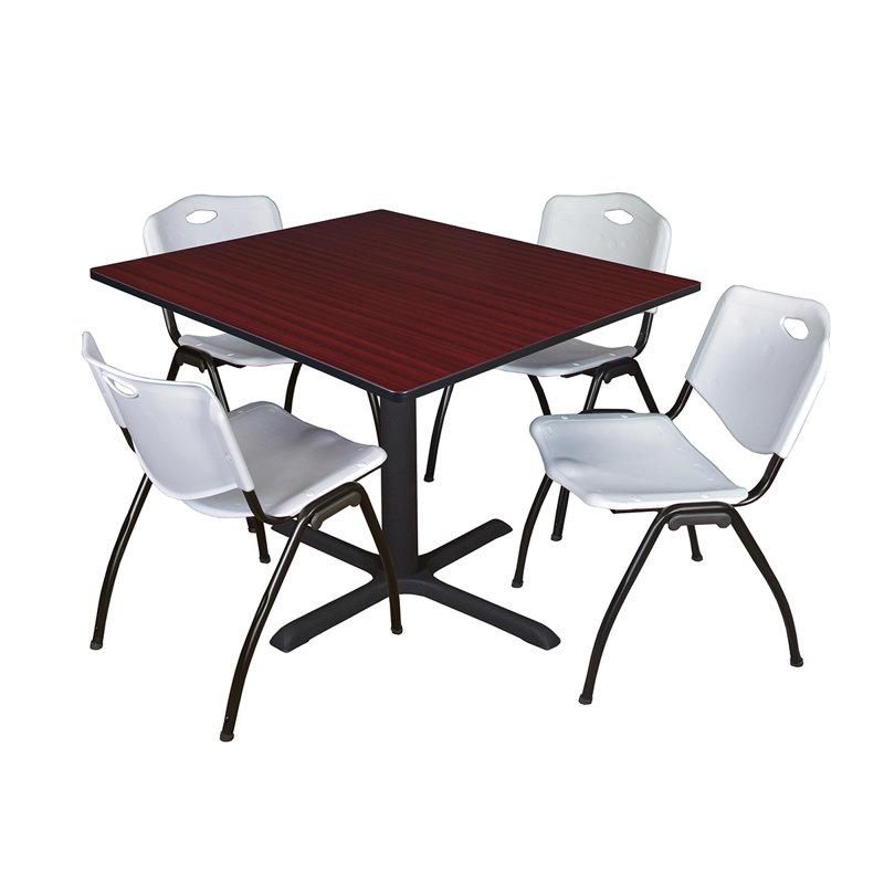 Table de salle à manger Neyland Cain, Gris, H 29 po x l 48 po x P 48 po, Acajou