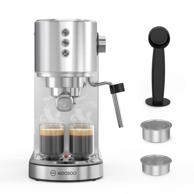 MOOSOO Stainless Steel Espresso Machine, 20 Bar Espresso Machine with Milk Frother Steam Wand