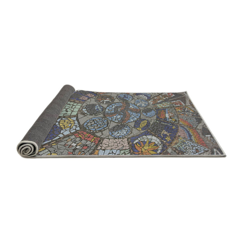 Tapis vert/brun tissé à la machine, Rond 6 pi