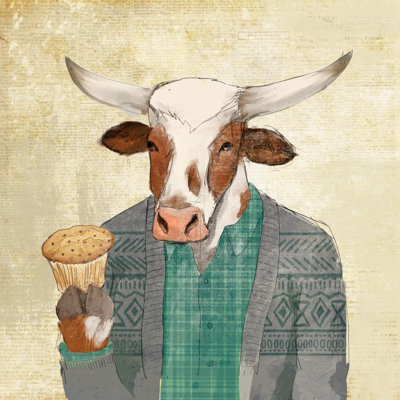 Hipster Cow Muffin - Wrapped Canvas Print