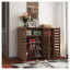 Armoire à chaussures à 5 niveaux en noyer avec tablettes réglables - Range-chaussures en bois avec portes à persiennes pour entrée, couloir, chambre à coucher