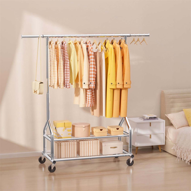 Bonville Adjustable Rolling Clothing Rack, Sliver