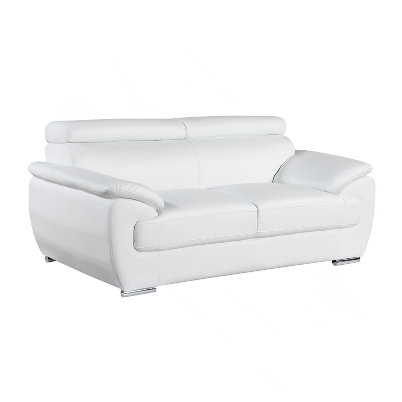 Causeuse en cuir véritable, Blanc