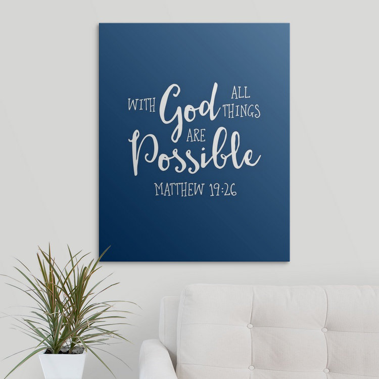 « matthew 19:26-scripture art », art textuel, H 20 po x l 16 po x P 1,5 po, Toile