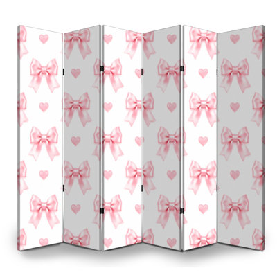 Cloison pliante à 6 panneaux avec cloison rose et rose