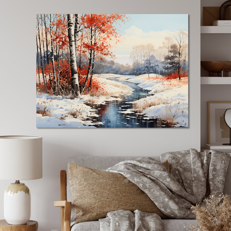 Winter Landscape Frozen River I, reproduction d'art sur toile, H 30 po x l 40 po x P 1,5 po, Toile tendue