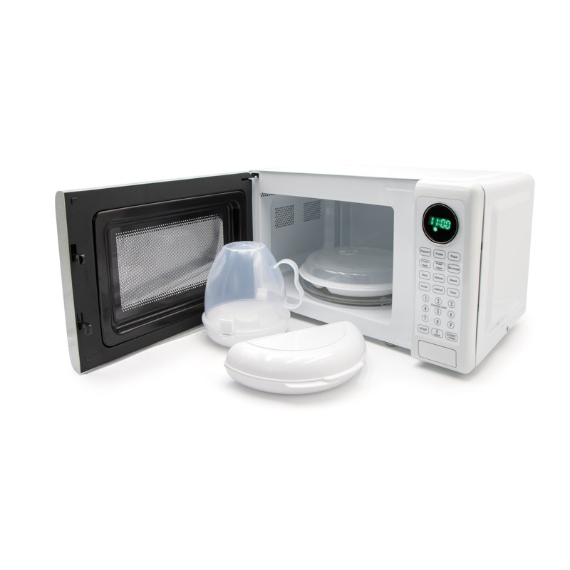 Nostalgia Retro 0.7 cu ft. 700 - Watt Countertop Microwave & Accessory Bundle, White