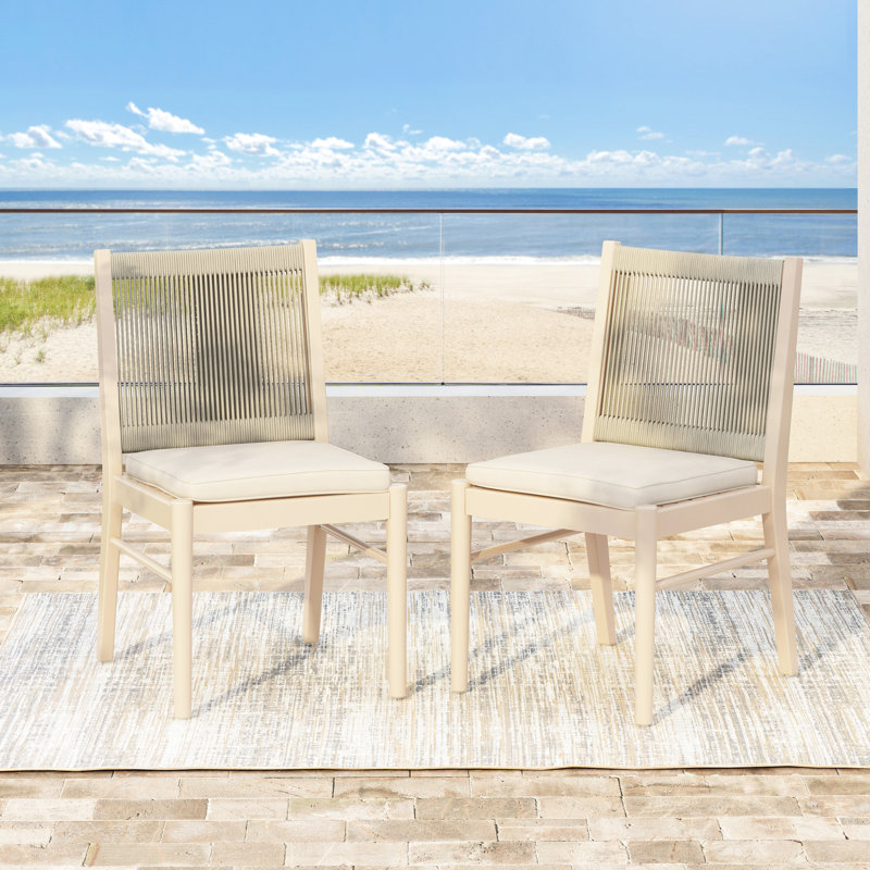 Chaises en bois avec tissu hydrofuge, élégantes pour la salle à manger et les sièges d'extérieur pour 2 personnes, tissu