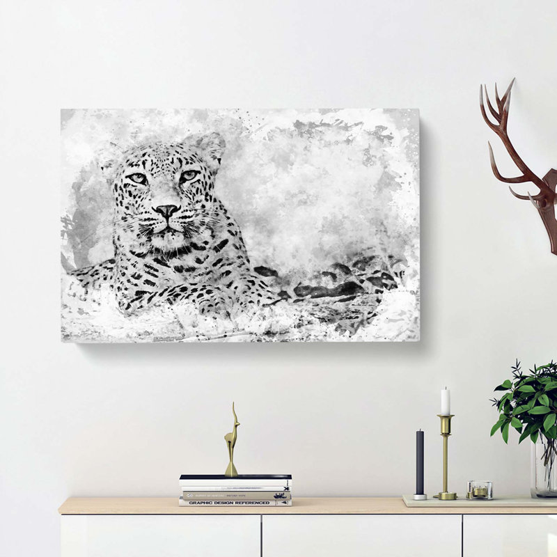 Leopard Resting In Abstract - Wrapped Canvas, 50cm H x 76cm W x 3cm D