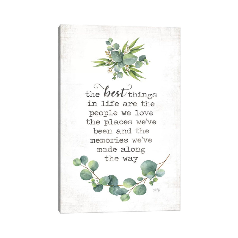 «The Best Things» par Marla Rae, art textuel sur toile tendue, H 26 po x l 18 po x 1,5 po