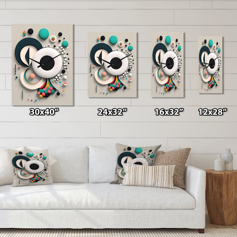 Horloge murale géométrique rétro, H 32 po x l 16 po x P 1 po