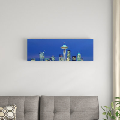 " Buildings In A City Lit Up At Night, Space Needle, Seattle, King County, Washington State, USA " by Panoramic Images