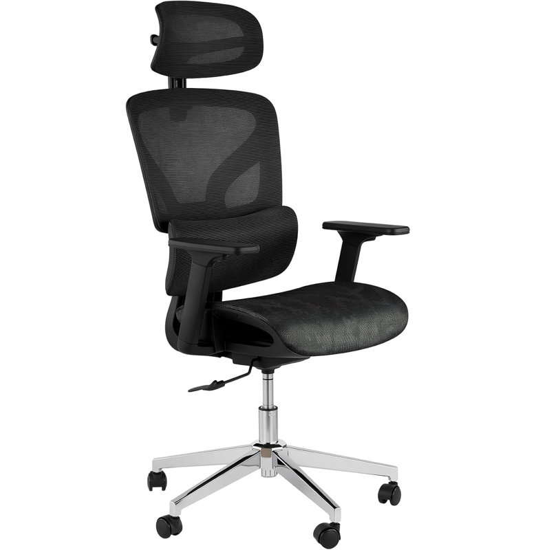 Upholstered Mesh Swivel Lounge Chair, Black
