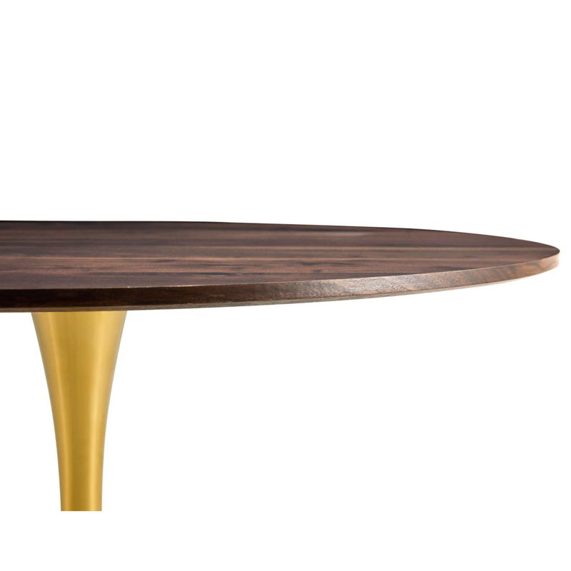 Table ronde polyvalente en bois de 80 cm, pieds dorés, pour diverses utilisations en bois naturel, salle à manger et loisirs