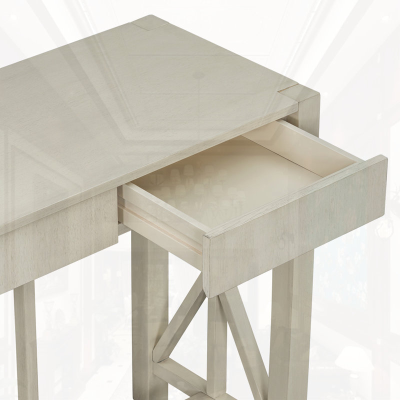 Console 60 po à 4 tiroirs en placage d'acacia, Beige