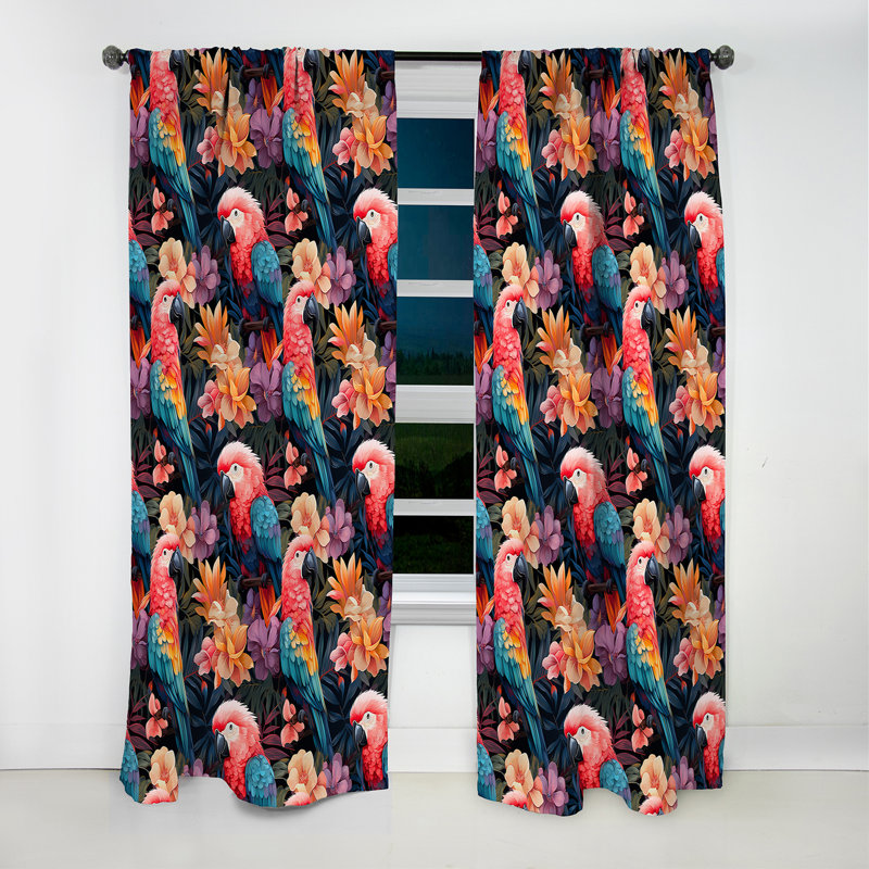 Parrot Haven - motif tropical - rideau floral - rideau occultant floral - 1 panneau, L 52 po x L 108 po
