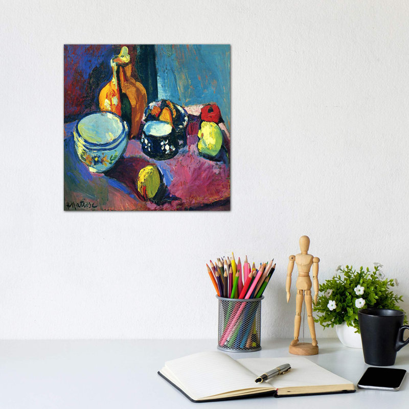 Dishes & Fruit by Henri Matisse - Wrapped Canvas Painting, 30.48 cm H x 30.48 cm W