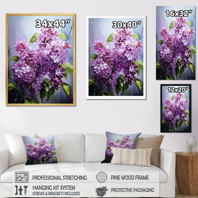 Lilacs Flow Grace III, reproduction d'art sur toile, H 40 po x l 30 po x P 1,5 po, Cadre simple argenté